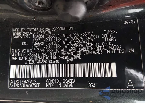 2008 Toyota 4Runner Sr5 V6 z USA, uszkodzony, nr VIN JTEZU14R680100640